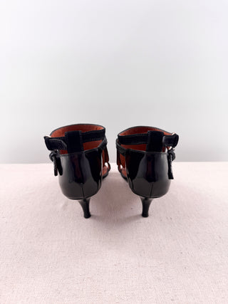Givenchy Python Leather & Suede Kitten Heel Sandals Black Women's Size EU 39.5