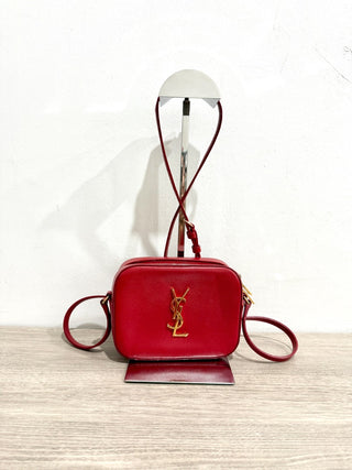 Saint Laurent Small Grain de Poudre Classic Monogram Camera Bag Red