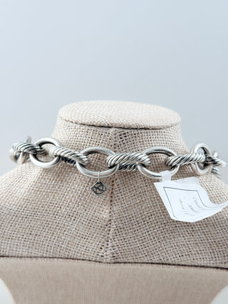 David Yurman oval link sterling silver and 18 k gold necklace