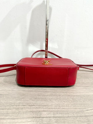 Saint Laurent Small Grain de Poudre Classic Monogram Camera Bag Red