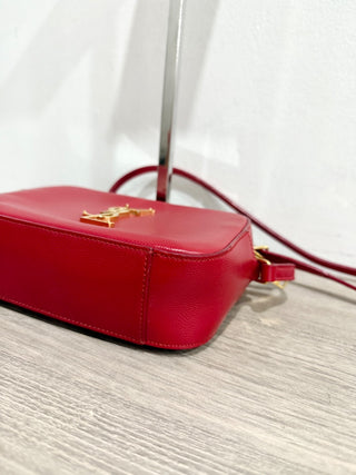 Saint Laurent Small Grain de Poudre Classic Monogram Camera Bag Red
