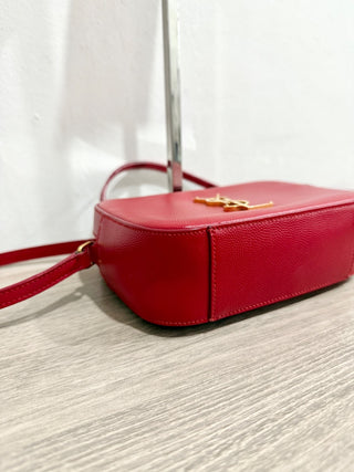 Saint Laurent Small Grain de Poudre Classic Monogram Camera Bag Red