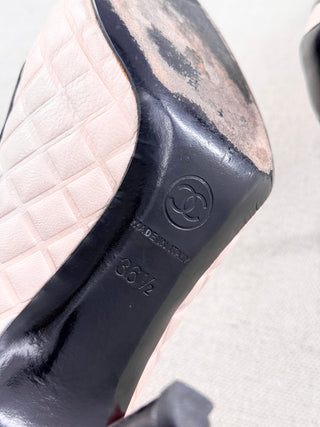 Chanel quilted leather pointy toe pumps, 36.5