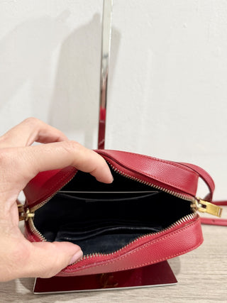 Saint Laurent Small Grain de Poudre Classic Monogram Camera Bag Red