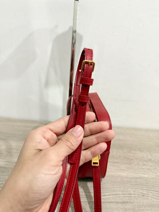 Saint Laurent Small Grain de Poudre Classic Monogram Camera Bag Red