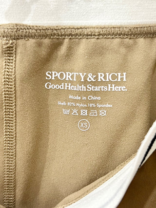 NWT Sporty & Rich Runner Script High Waisted Biker Shorts Earl Gray Women's XS