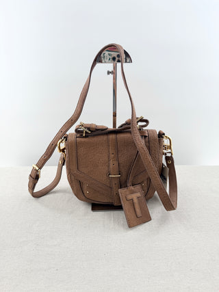 Tory Burch Brown pebbled leather satchel cross body bag