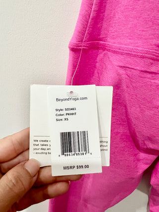 NWT Beyond Yoga Spacedye Leisure High Rise Midi Legging Pink Heather Women's XS