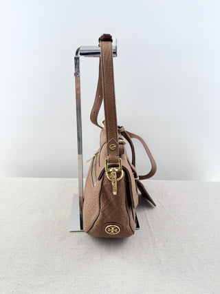 Tory Burch Brown pebbled leather satchel cross body bag