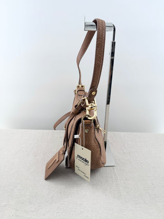 Tory Burch Brown pebbled leather satchel cross body bag