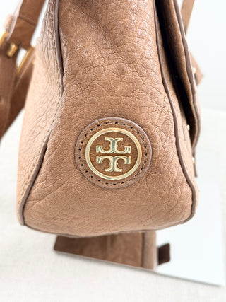 Tory Burch Brown pebbled leather satchel cross body bag