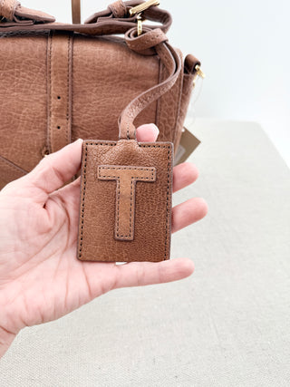 Tory Burch Brown pebbled leather satchel cross body bag