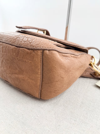 Tory Burch Brown pebbled leather satchel cross body bag