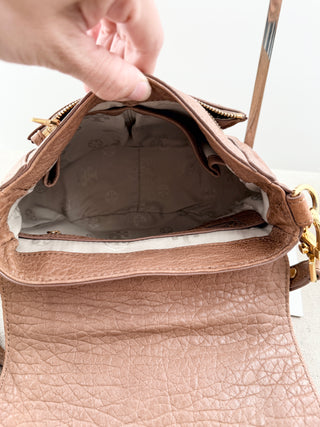 Tory Burch Brown pebbled leather satchel cross body bag