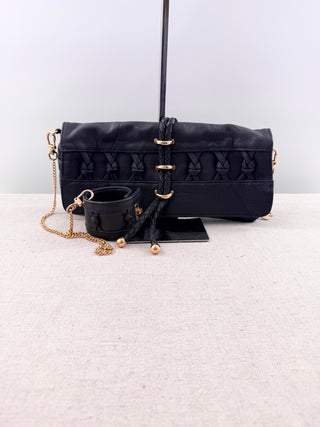 Aaneta flap faux leather bag with wristlet