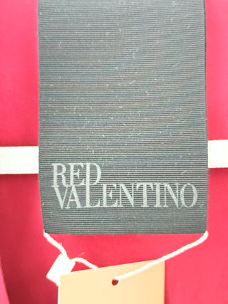 RED Valentino wrap-style mini dress with puff sleeves and oversized bow waist in structured cotton fabric, 8