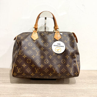 Louis Vuitton 1990 Speedy 30 Monogram Canvas Boston Handbag Brown