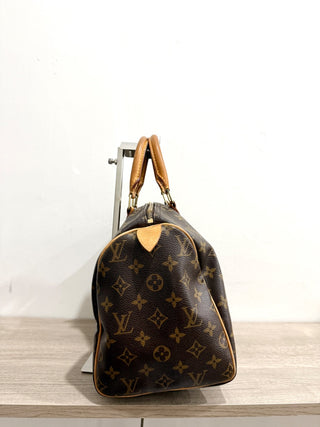 Louis Vuitton 1990 Speedy 30 Monogram Canvas Boston Handbag Brown