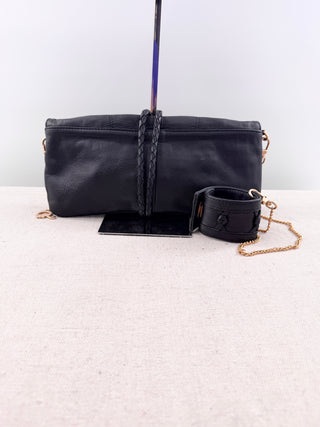 Aaneta flap faux leather bag with wristlet