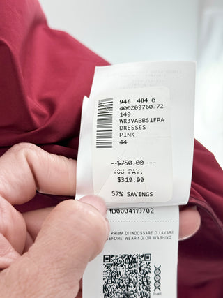 RED Valentino wrap-style mini dress with puff sleeves and oversized bow waist in structured cotton fabric, 8