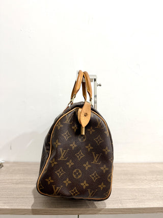 Louis Vuitton 1990 Speedy 30 Monogram Canvas Boston Handbag Brown