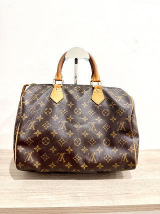 Louis Vuitton 1990 Speedy 30 Monogram Canvas Boston Handbag Brown
