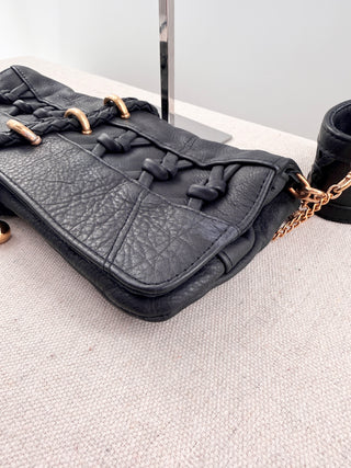 Aaneta flap faux leather bag with wristlet