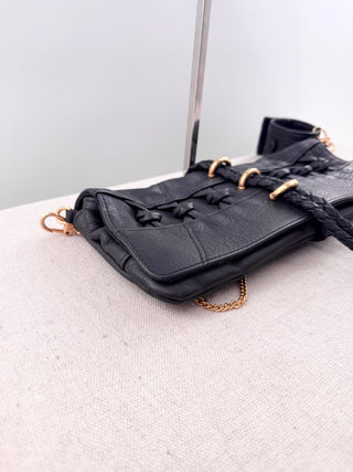 Aaneta flap faux leather bag with wristlet