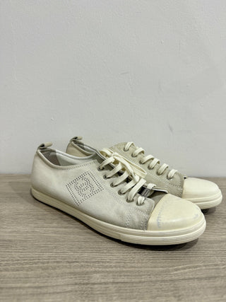 Chanel Suede Lace Up Low Top Comfort Sneakers Shoes Nude Women's Size 39 / US 9