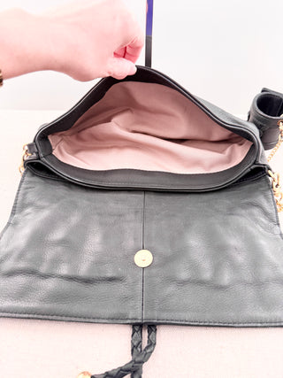 Aaneta flap faux leather bag with wristlet