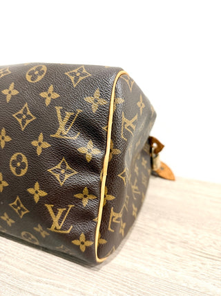Louis Vuitton 1990 Speedy 30 Monogram Canvas Boston Handbag Brown