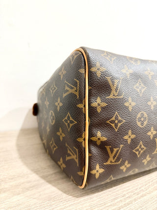 Louis Vuitton 1990 Speedy 30 Monogram Canvas Boston Handbag Brown