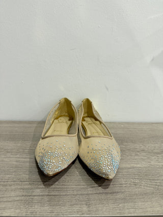 Christian Louboutin Follies Strass Pointy Toe Mesh Ballerina Flat Gold 39 / US 9