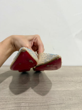 Christian Louboutin Follies Strass Pointy Toe Mesh Ballerina Flat Gold 39 / US 9