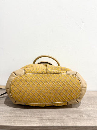 Gucci Sukey Diamante Canvas and Leather Satchel Handbag Yellow/Beige