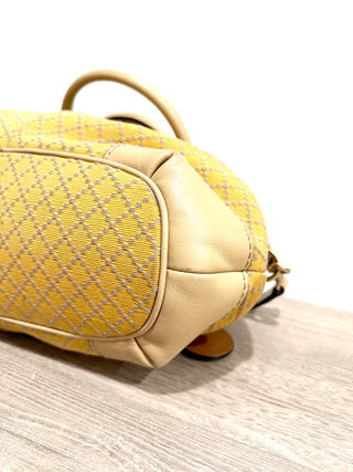 Gucci Sukey Diamante Canvas and Leather Satchel Handbag Yellow/Beige