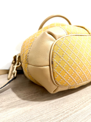 Gucci Sukey Diamante Canvas and Leather Satchel Handbag Yellow/Beige