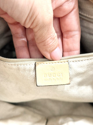 Gucci Sukey Diamante Canvas and Leather Satchel Handbag Yellow/Beige