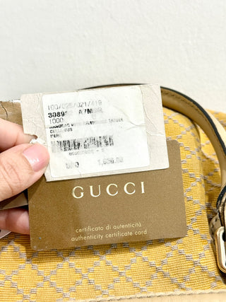 Gucci Sukey Diamante Canvas and Leather Satchel Handbag Yellow/Beige