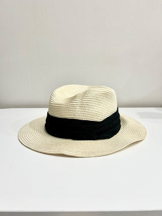Genie by Eugenia Kim Straw Fedora Hat Black Band Women's One Size