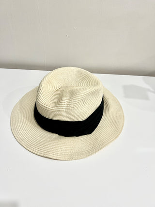 Genie by Eugenia Kim Straw Fedora Hat Black Band Women's One Size