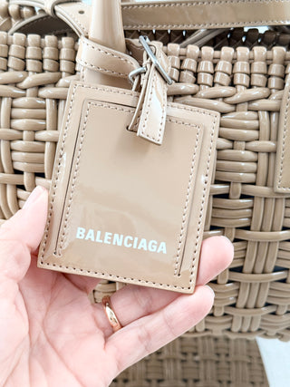 Balenciaga bistro basket patent faux leather bag