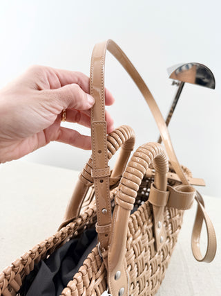 Balenciaga bistro basket patent faux leather bag