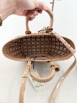 Balenciaga bistro basket patent faux leather bag