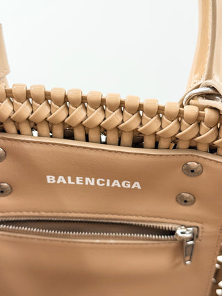 Balenciaga bistro basket patent faux leather bag