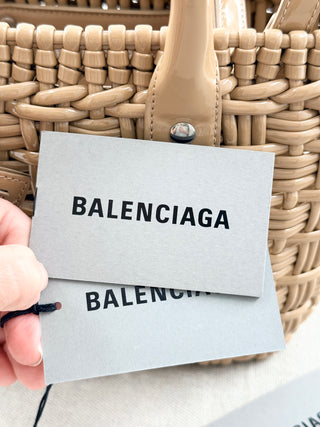 Balenciaga bistro basket patent faux leather bag