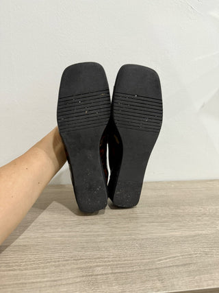 Salvador Ferragamo Leopard Print Slip On Wedge Slides Sandals Brown/Black 7.5