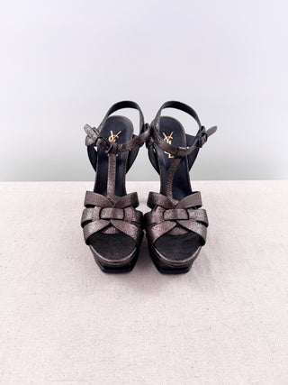 Saint Laurent metallic tribute platform sandals, 39