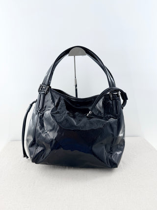 Burberry patent leather bilmore large bag