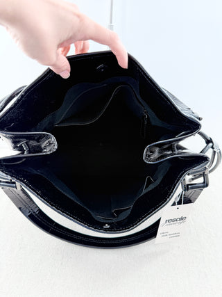 Burberry patent leather bilmore large bag